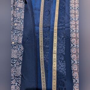 Sari - Navy Blue, Gold, White pattern